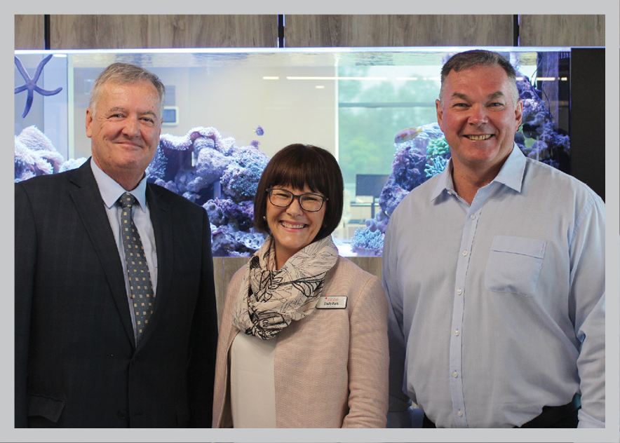 a photo of The NBA's Chief Executive, Mr John Cahill, the Blood Service Chief Executive, Ms Shelly Park and the Member for Townsville, Mr Scott Stewart MP, opening the Townsville pilot plasma donor centre
