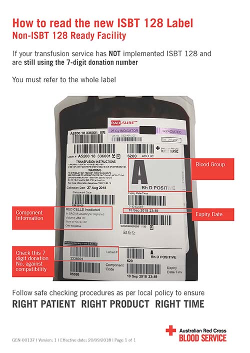 ISBT128 Label Guide Transition barcode